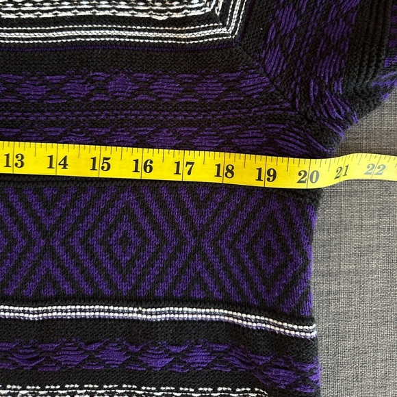 Chaps | Black, Purple & White Striped Mock Neck Sweater | Size L - Picture 4 of 9